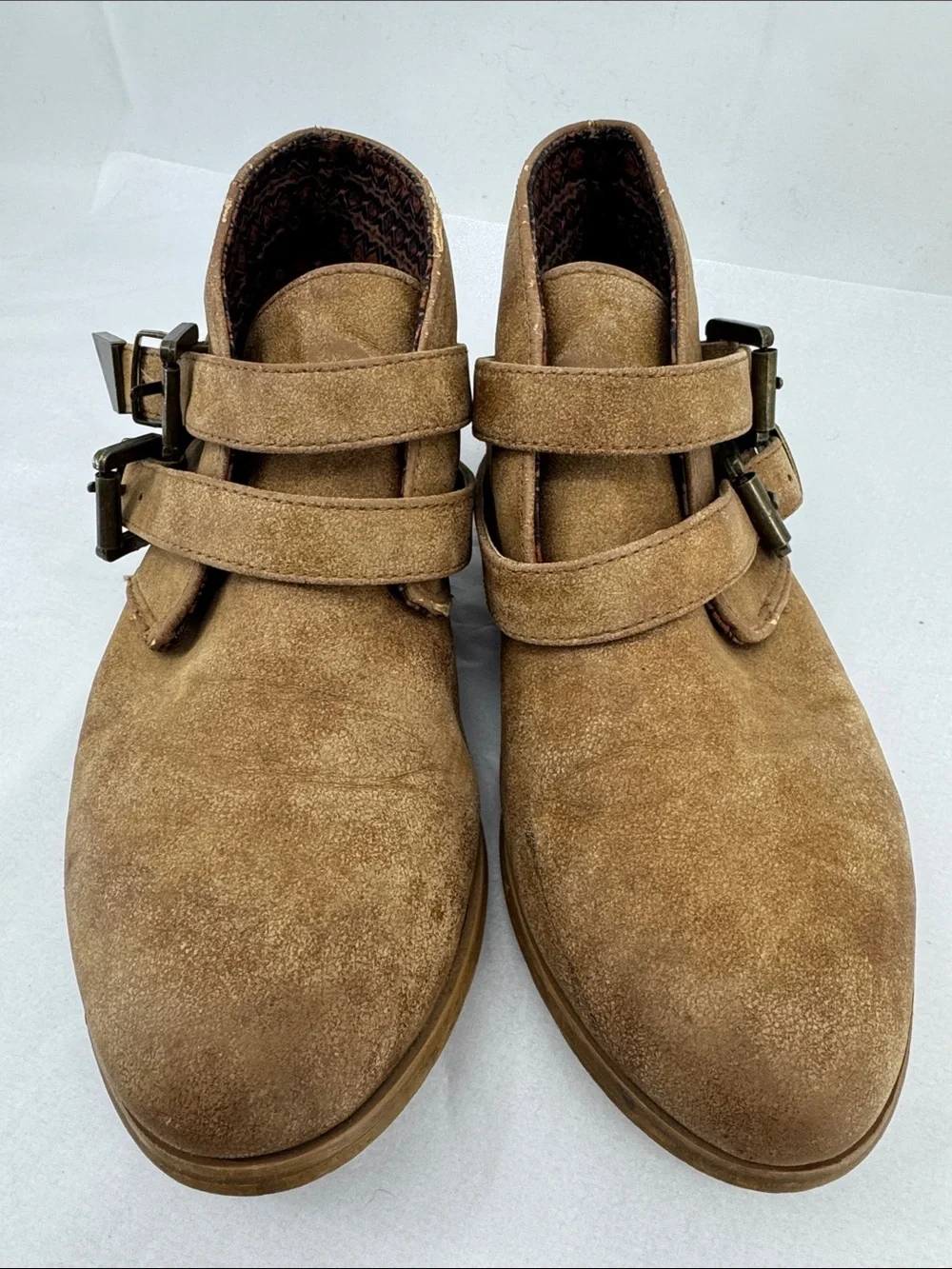 Volcom Womens Getter Tan Leather 2 Buckle Chelsea Ankle Boot Booties, sz 7